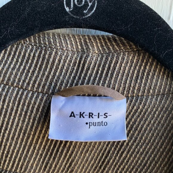 Akris Punto Beige Brown Cream Diagonal Stripe One Button Blazer Jacket - Wool  8 - Picture 3 of 16